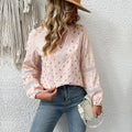 Women's V-Neck Blouse with Fine Eyelet Pattern