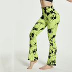Women's Flared Yoga Leggings with Tie-Dye Pattern