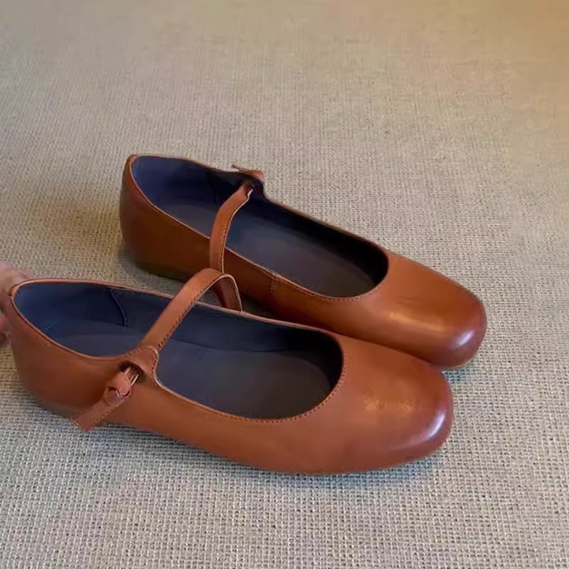 Women's Ballet Flats with Elegant Strap Closure and Soft Insole