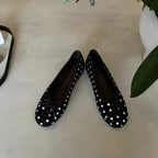 Women's Ballet Flats with Charming Polka Dot Pattern and Dainty Bow Detail