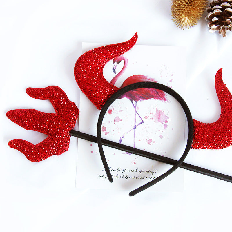 Devil's Headband with Glitter and Horns