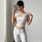 Women's Functional Shirt with Glitter Accents and Adjustable Straps