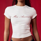 Women's Crop T-Shirt with Elegant Lettering