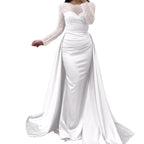 Women's Evening Dress with Sequined Bodice and Satin Skirt