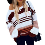 Women's Knitted Sweater in Casual Striped Look