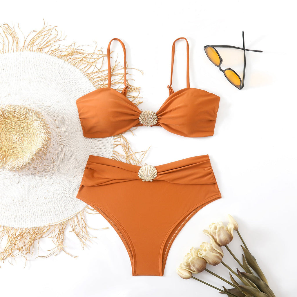 Women's Bandeau Bikini with Elegant Shell Details
