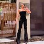 Elegant Fitted Jumpsuit with Shimmering Appliqués