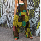 Women's Casual Jumpsuit with Colorful Patchwork Pattern