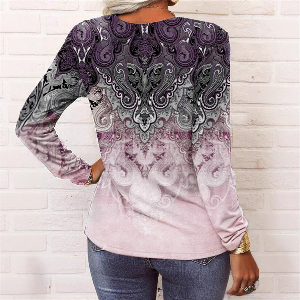 Women's Long-Sleeve Casual Shirt with Playful Pattern