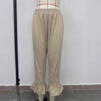 Women's Casual Trousers with Ruffle Hems