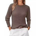 Women's Chunky Knit Sweater with Cable Knit Design and Long Sleeves