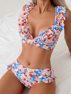 Women's Ruffled Floral Swim Set