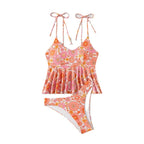 Women's Swimwear with Flowing Top and Floral Design