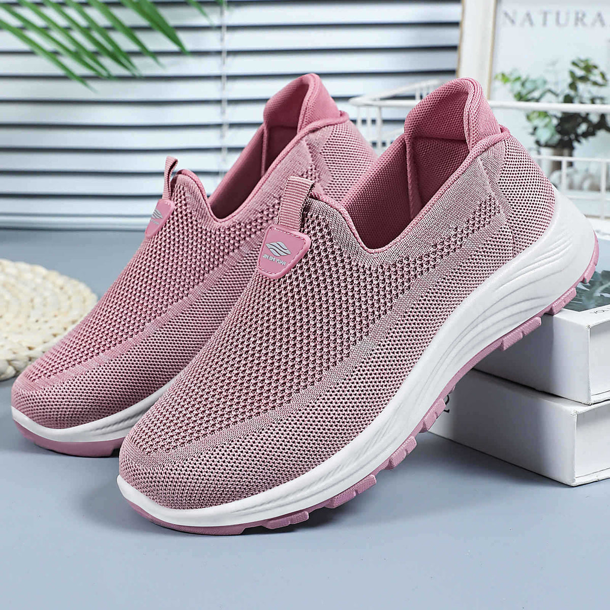 Women's Breathable Comfort Sneakers with Elastic Insert and Cushioning Sole