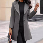 Women's Elegant Wool Coat with Structured Fit and Double-Button Closure