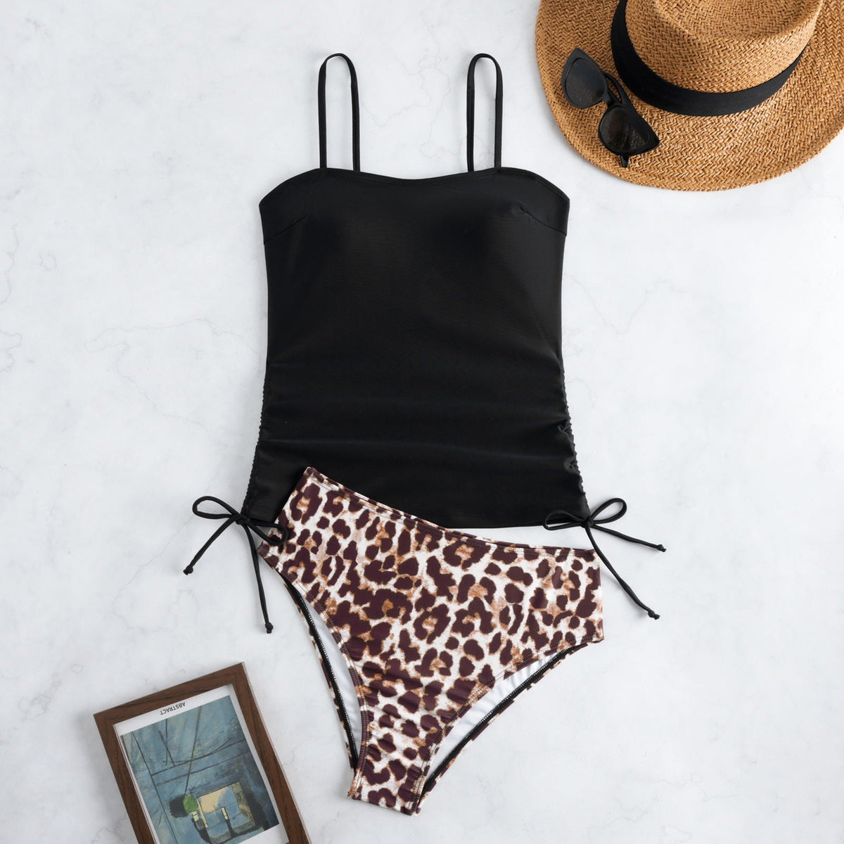 Women's Swimsuit with Ruching and Animal Print