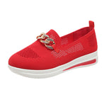 Women's Breathable Slip-On Sneakers with Fashionable Chain Detail