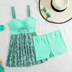 Women's Swimsuit Set with Feminine Skirt and Adjustable Straps