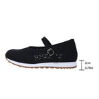 Women's Ballet Flats with Elegant Strap and Perforated Texture