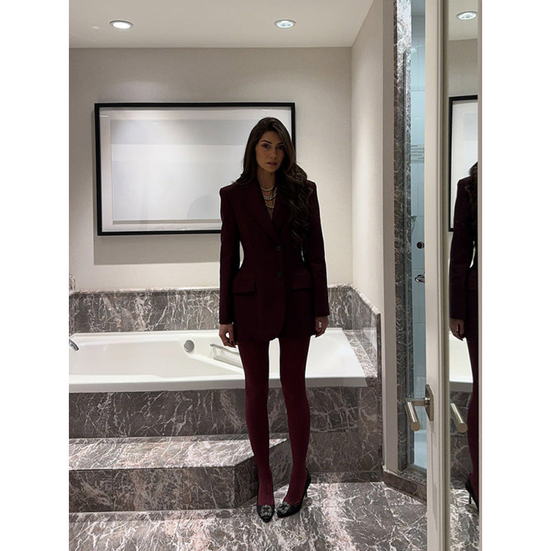 Women's Elegant Blazer Jacket with Double-Button Closure and Tailored Cut