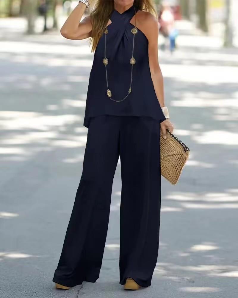 Women's Elegant and Airy Wide-Leg Ensemble