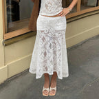 Women's Lace Maxi Skirt with Side Slit