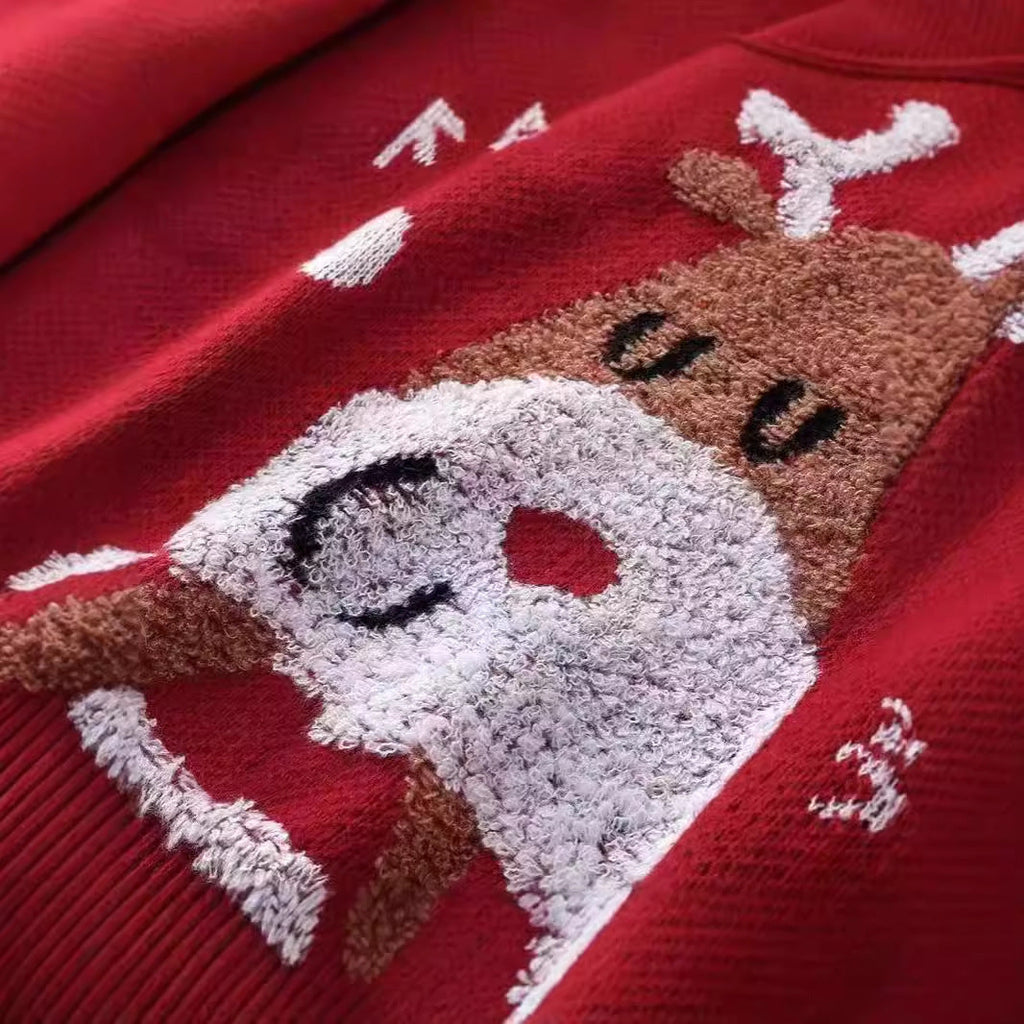 Women's Festive Reindeer and Snowflake Knit Sweater