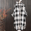Women's Plaid Shirt Blouse in Casual Oversized Cut with Long Sleeves
