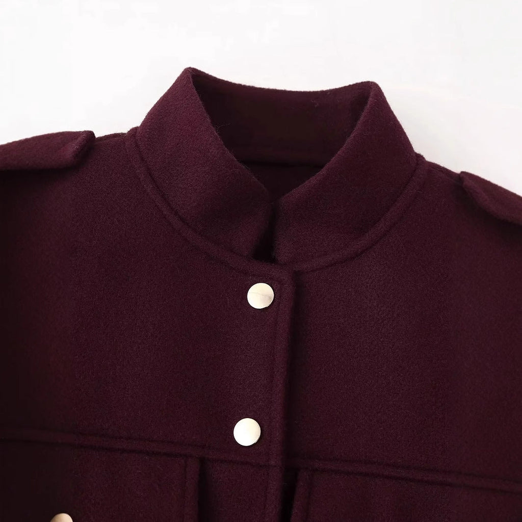 Women's Elegant Military-Style Jacket with Pockets