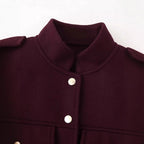 Women's Elegant Military-Style Jacket with Pockets