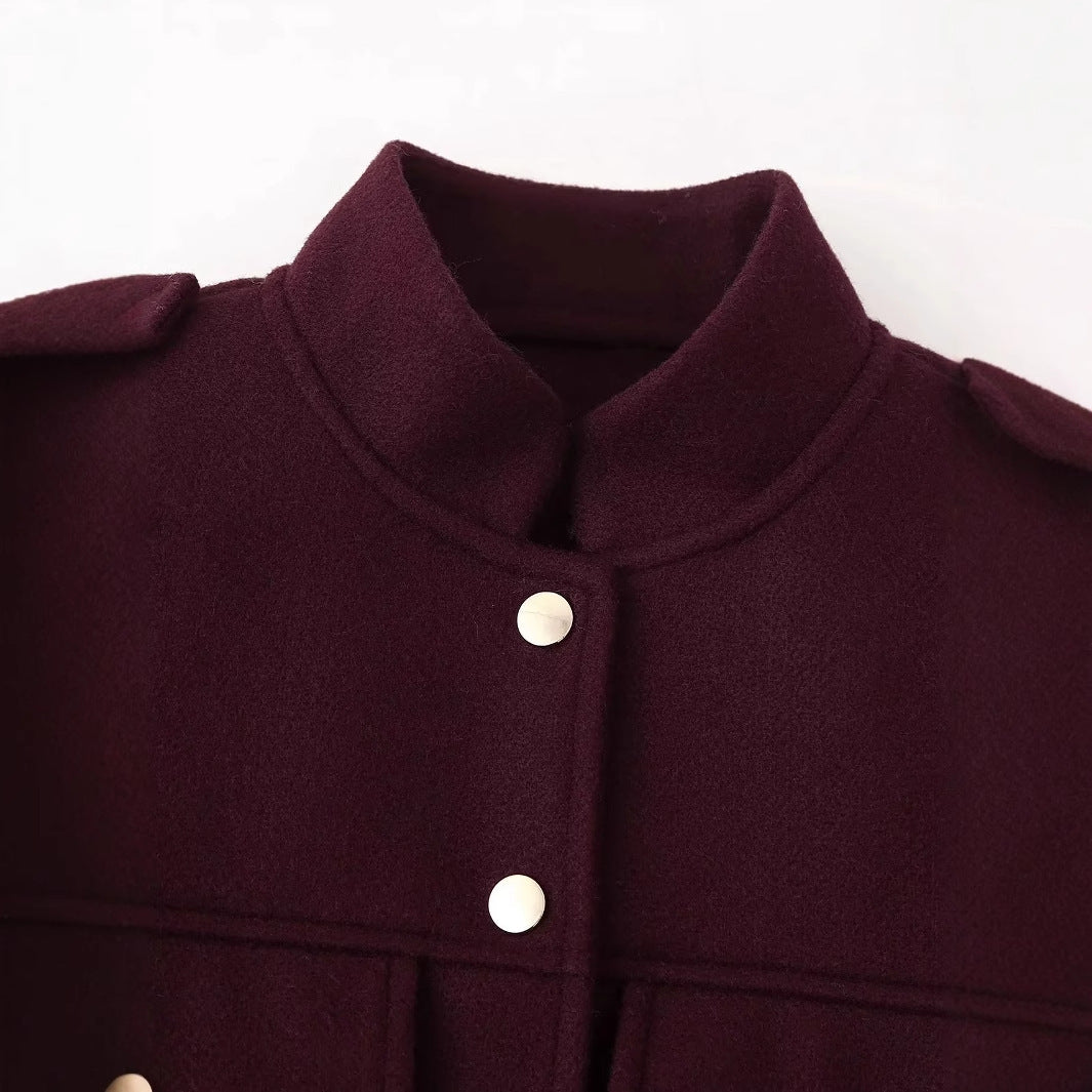 Women's Elegant Military-Style Jacket with Pockets