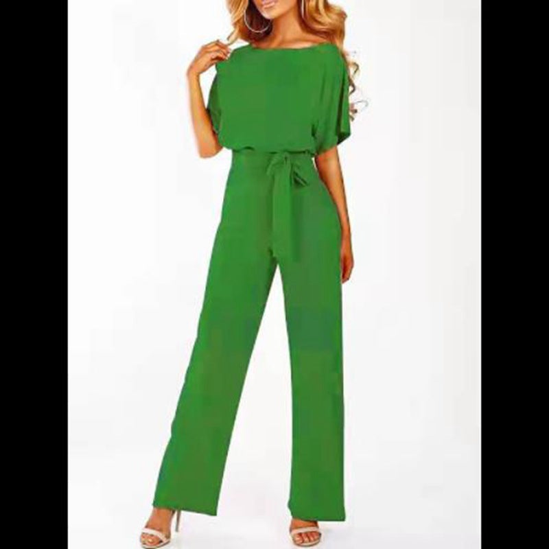 Elegant Women's Set with Flowy Blouse and Wide-Leg Trousers