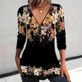 Women's Floral Blouse with V-Neck