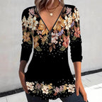 Women's Floral Blouse with V-Neck