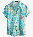 Women's Short-Sleeve Shirt with Unique Stripe and Dot Design