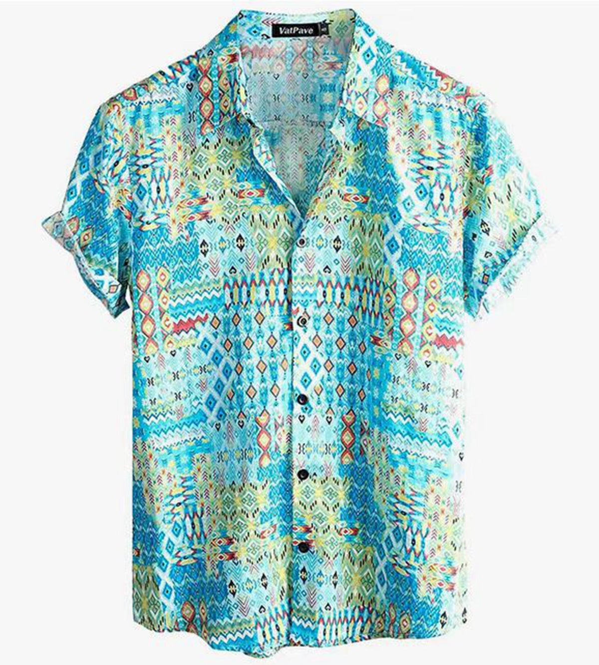 Women's Short-Sleeve Shirt with Unique Stripe and Dot Design