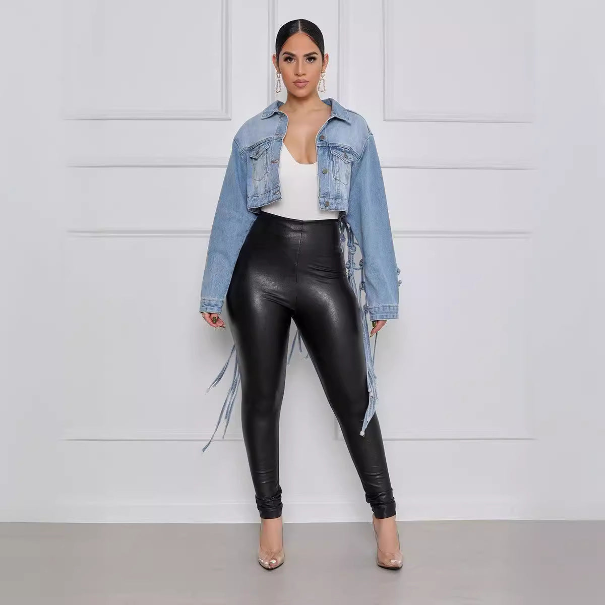 Women's Denim Jacket with Knot Detail