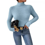 Fine Knit Sweater with Mock Neck