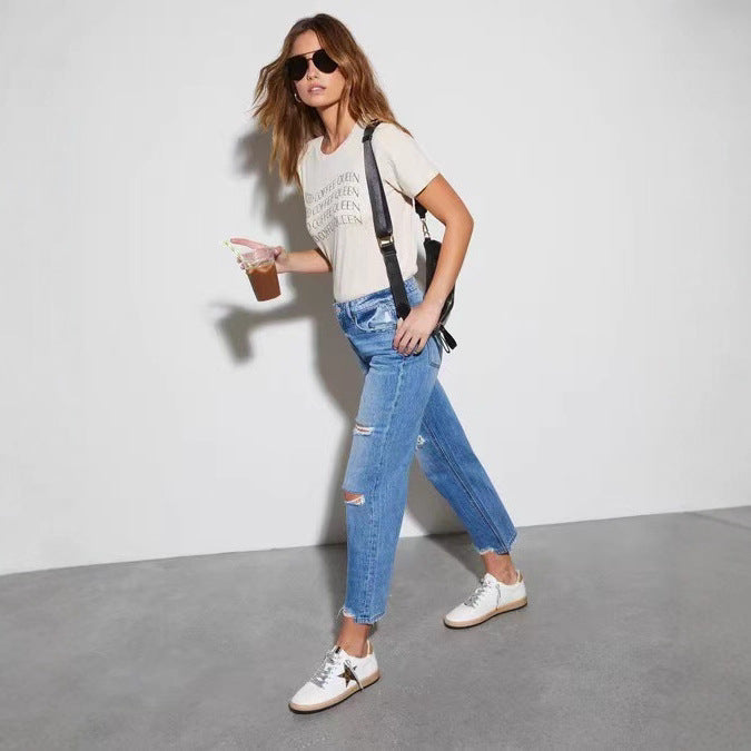 Women's Destroyed Mom Jeans