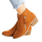 Women's Ankle Boots with Zipper and Block Heel