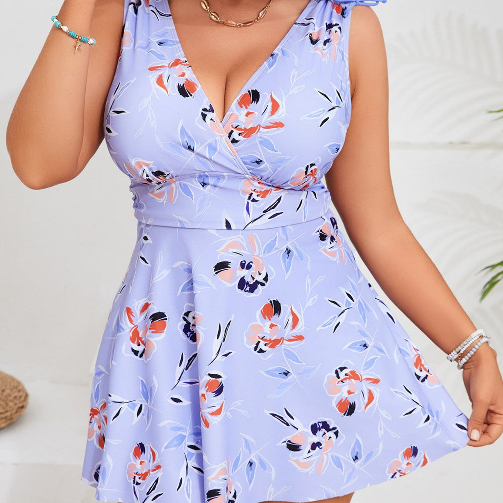 Women's Swimsuit with Floral Print and Pockets