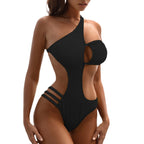 Women's Asymmetrical One-Piece Swimsuit with Sophisticated Cut-Outs