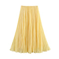 Women's Flowy Maxi Skirt with Elastic Waistband and Voluminous Cut