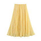 Women's Flowy Maxi Skirt with Elastic Waistband and Voluminous Cut