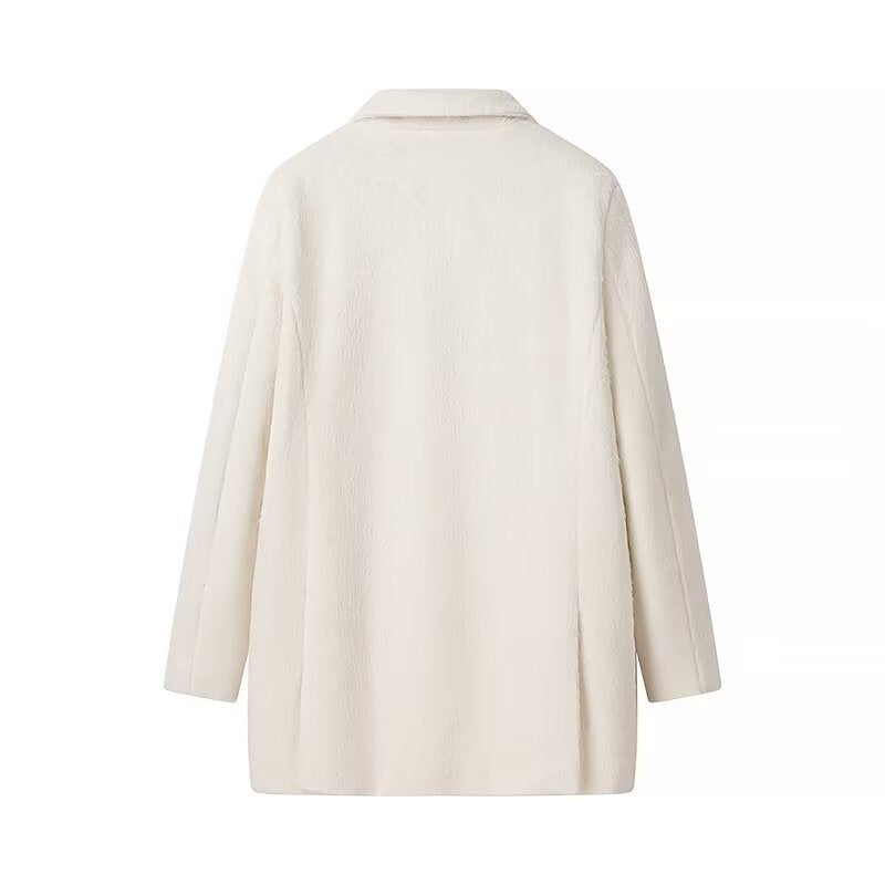 Women's Elegant Faux Fur Blazer with Pockets