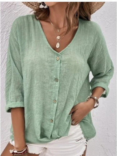 Women's Lightweight Viscose Blouse with Button Placket