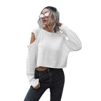 Women's Off-Shoulder Cropped Ribbed Sweater