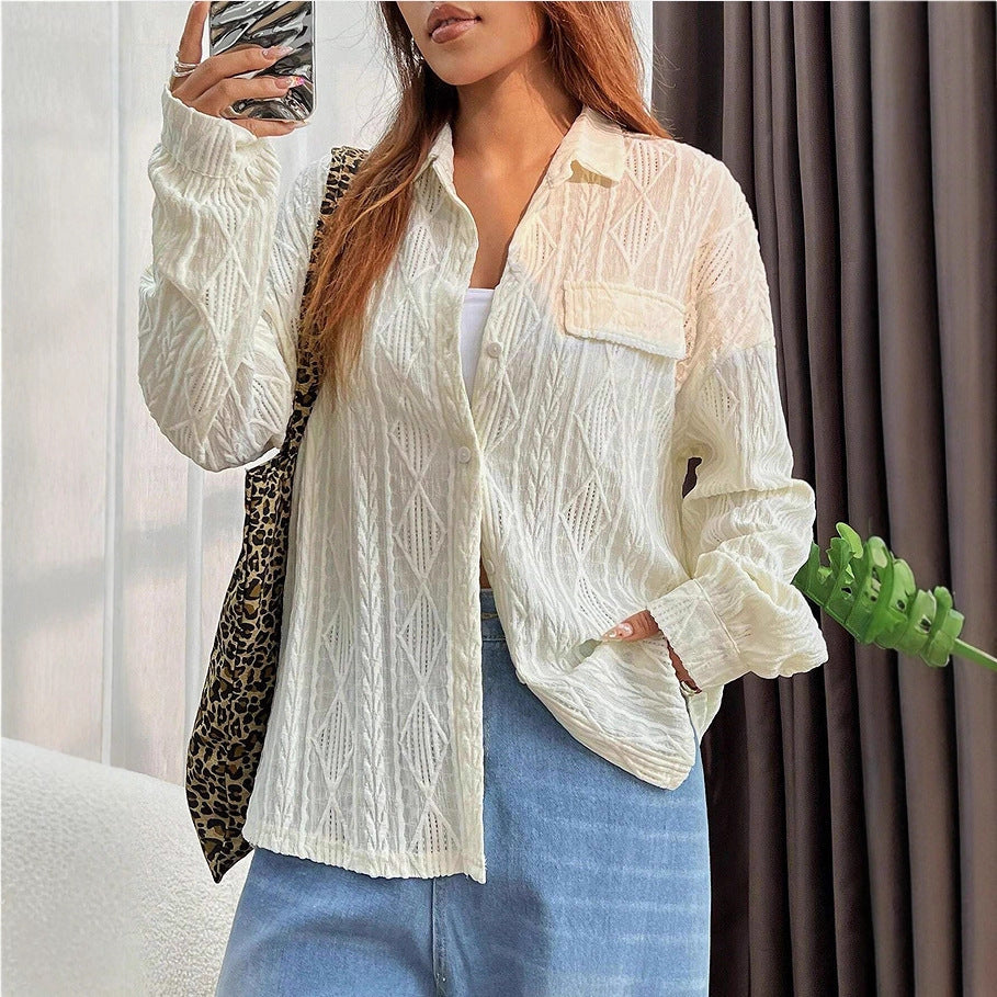 Casual Jacquard Pattern Blouse