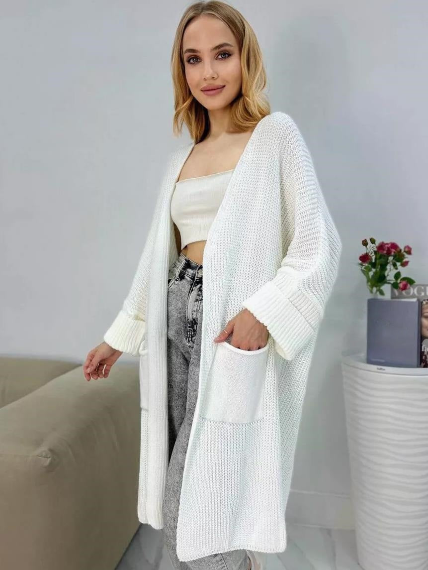 Women's Chunky Knit Cardigan with Spacious Pockets and Casual Fit