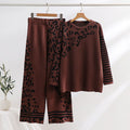 Women's Fashionable Lounge Set with Animal Print and Wide Stripes
